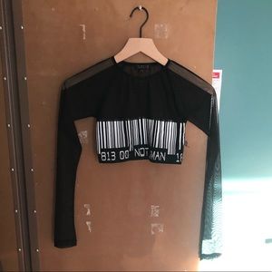 Long sleeve bar code crop top